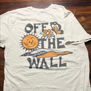 Vans Cream and Orange 'Off The Wall' Graphic Tee